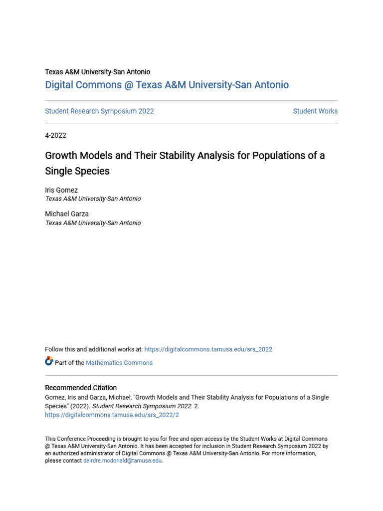 Stability Analysis of Population Growth Models | PDF | Logistic ...