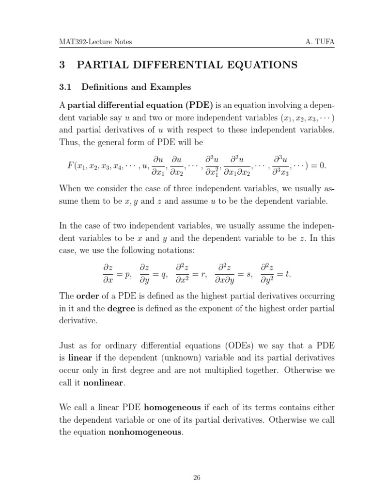 Partial Differential Equations Overview | PDF | Partial Differential ...