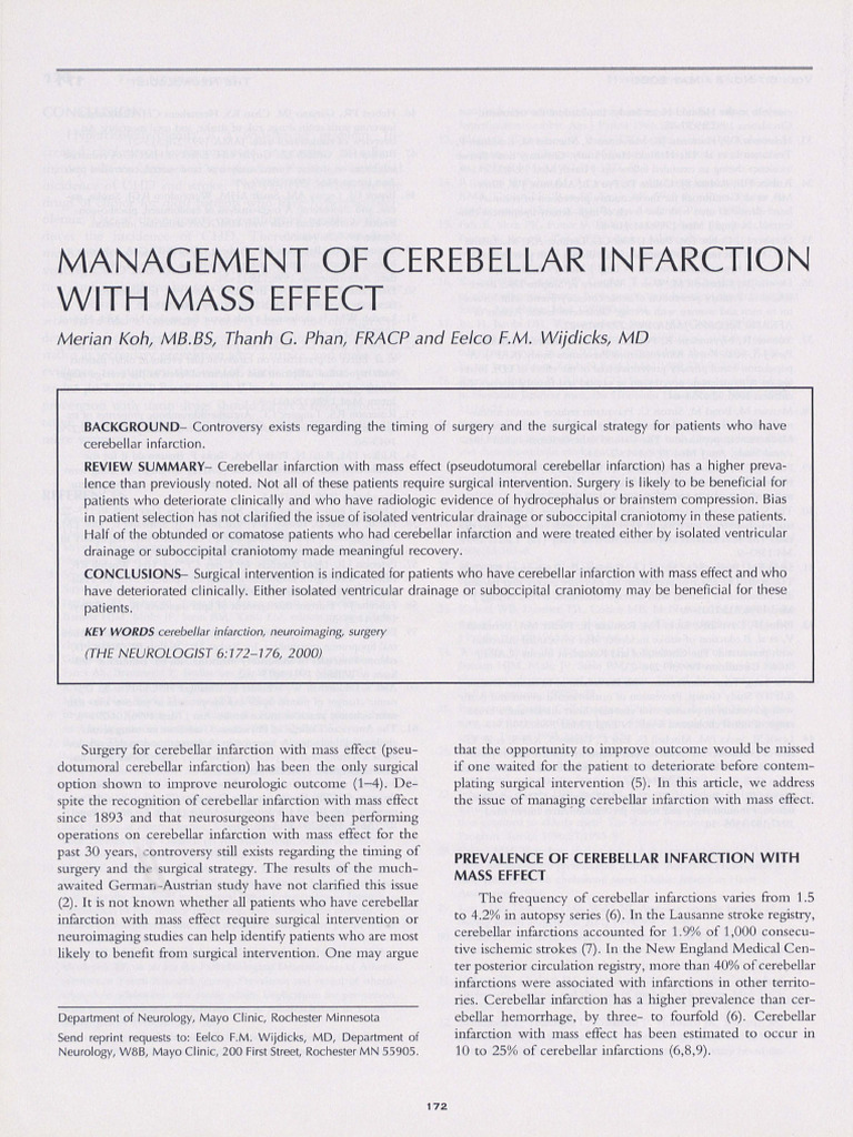 Management of Cerebellar Infarction With | PDF