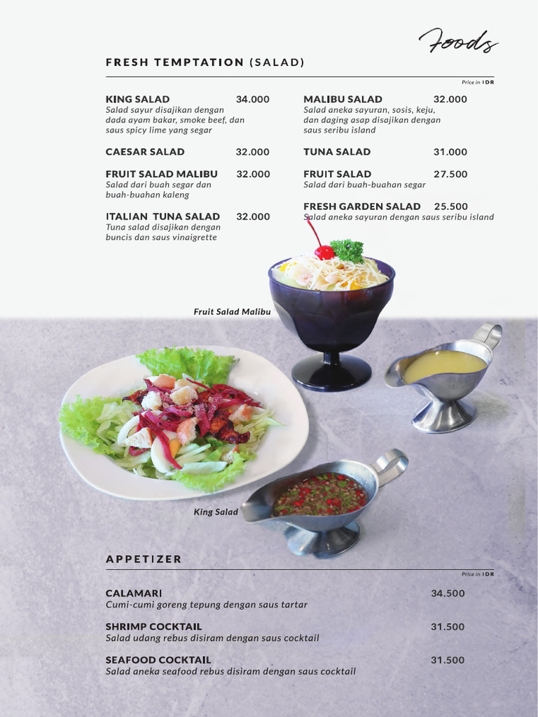 Malibu Menu | PDF