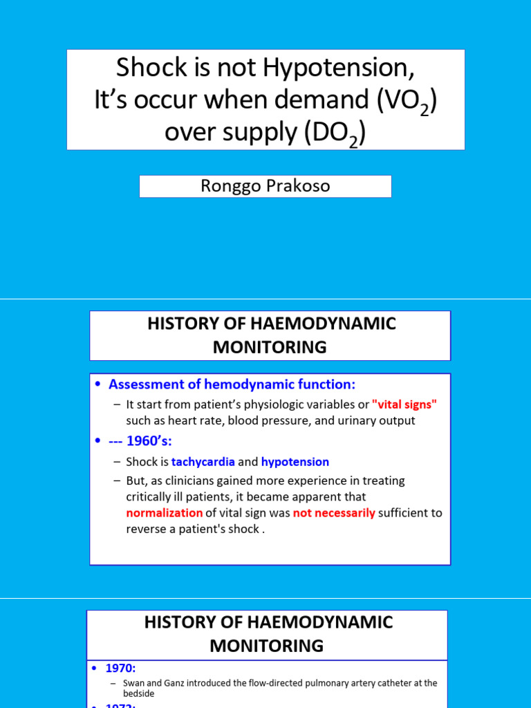 Evolution of Hemodynamic Monitoring | PDF | Shock (Circulatory ...