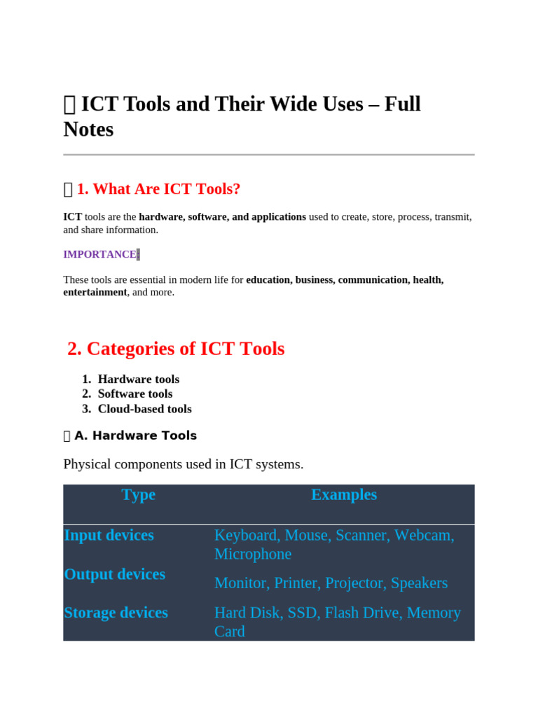 Uses of ICT Tools in Various Sectors | PDF | Educational Technology ...