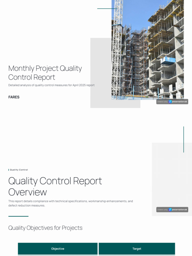 Monthly Project Quality Control Report | PDF