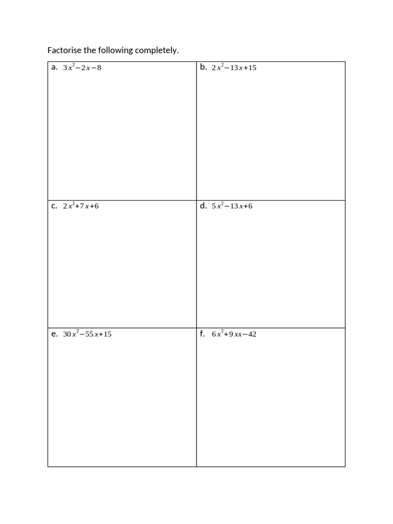 Factorise The Following Completely | PDF