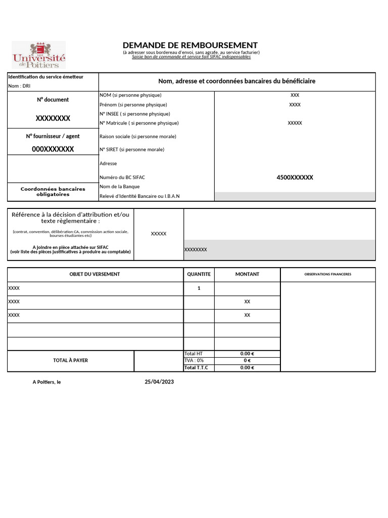 Demande de remboursement SIFAC | PDF | Argent | Économie