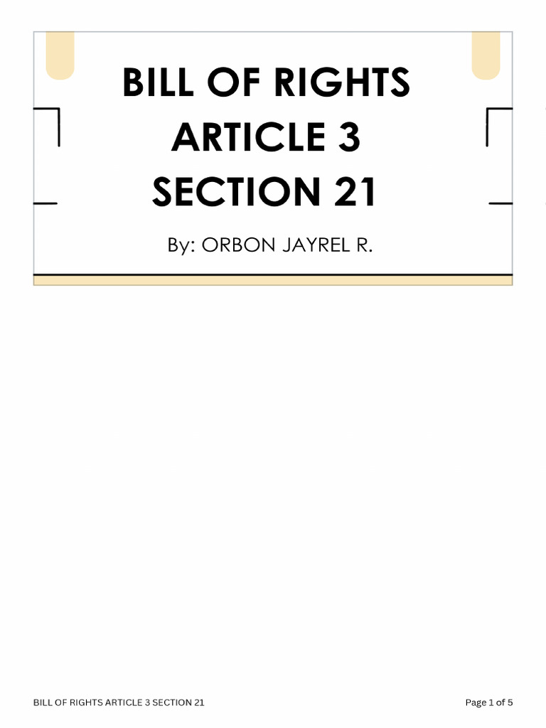 Bill of Rights Article 3 Section 21 Orbon | PDF