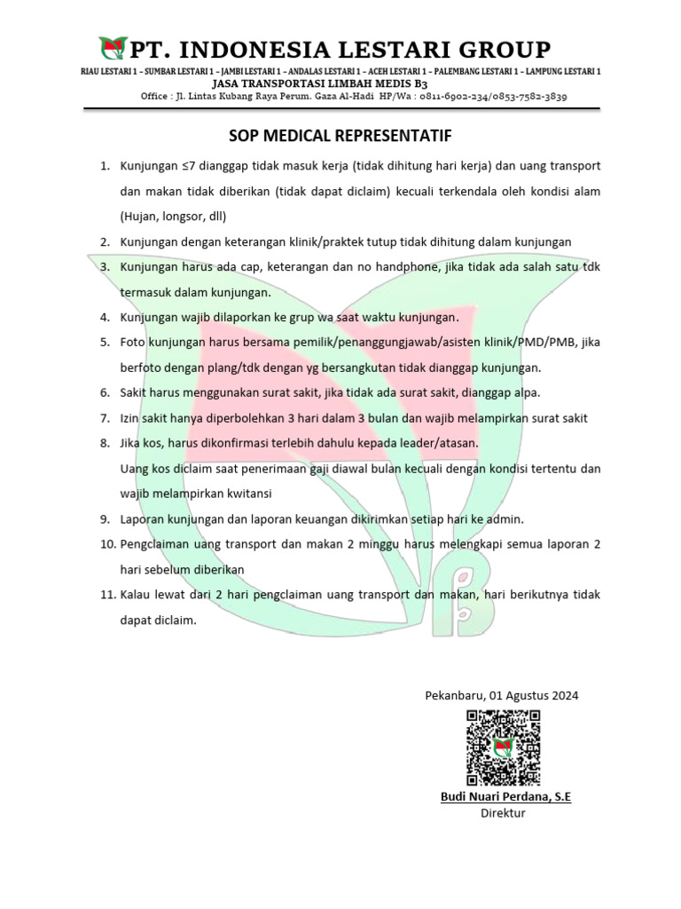 SOP Medrep Agustus 24 | PDF