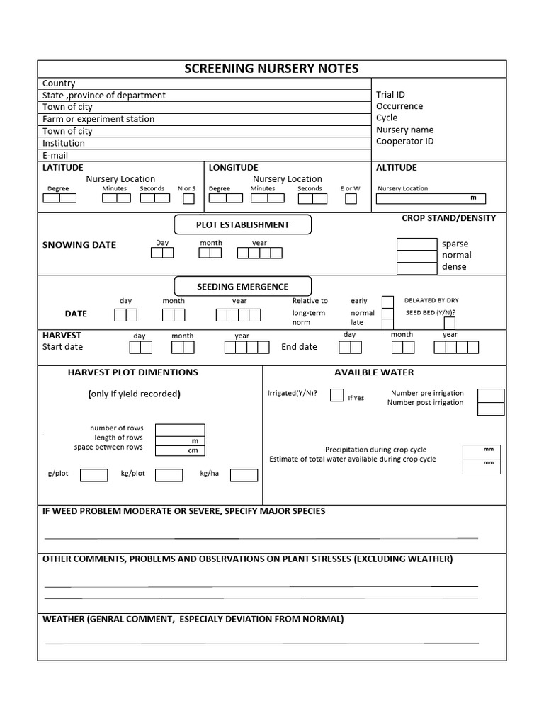 Nursery Screening Data and Observations | PDF | Plant Nursery | Crop ...