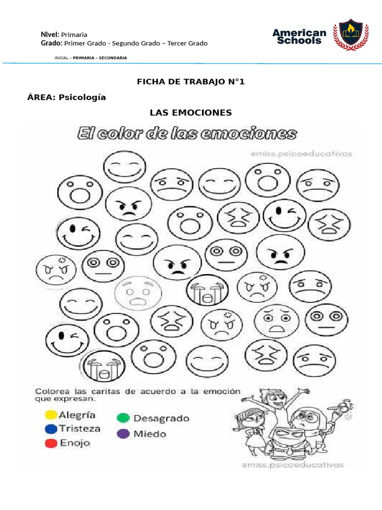 FICHA DE TRABAJO Las Emociones 2 Grado | PDF