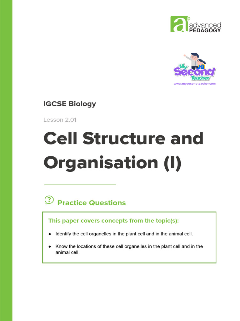 IGCSE Cell Structure Practice Questions | PDF | Cell (Biology) | Vacuole