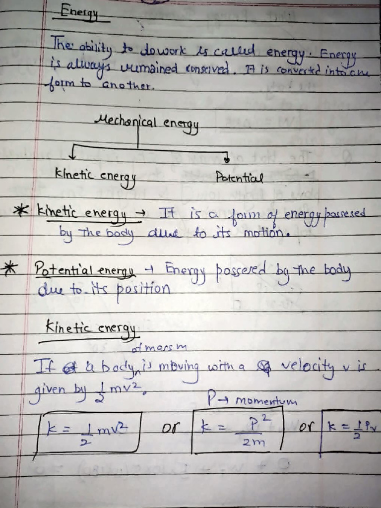 Phy 9 Oct Notes Work Energy and Power | PDF
