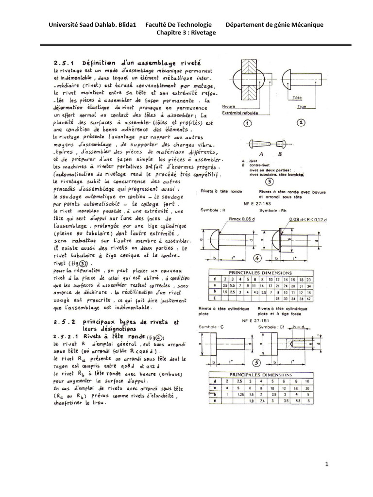 Techniques de Rivetage en Génie Mécanique | PDF