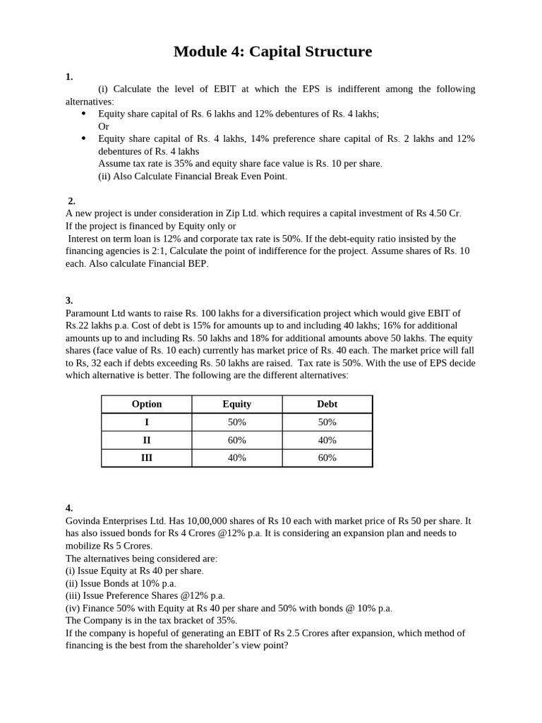 Capital Structure Analysis and Financing Options | PDF | Capital ...