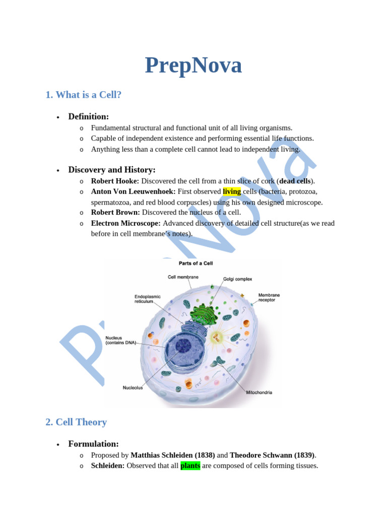 Understanding Cell Structure and Theory | PDF | Cell (Biology) | Cell ...