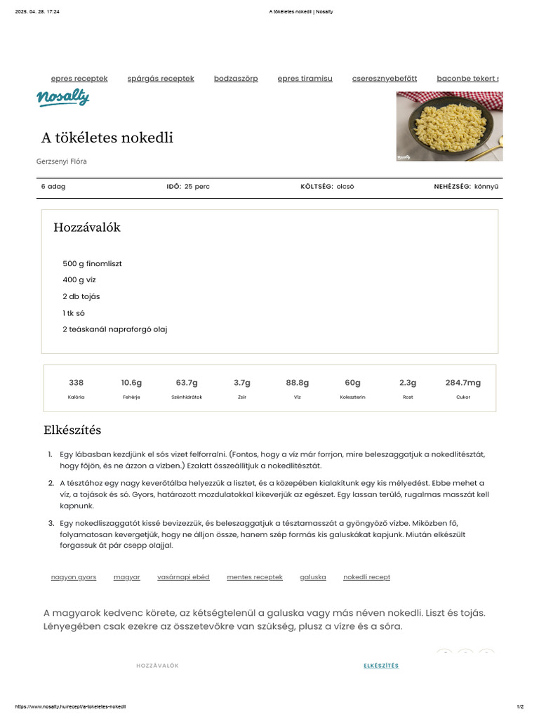 A Tökéletes Nokedli - Nosalty | PDF