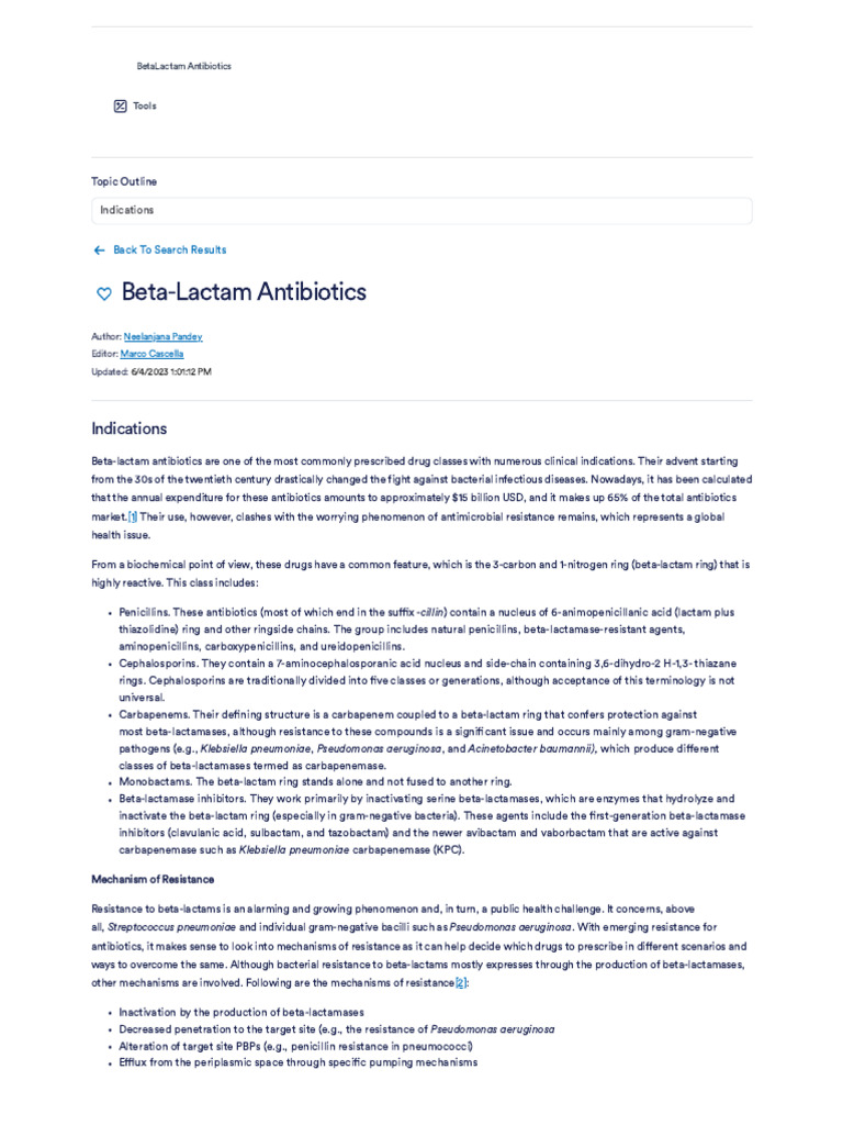 Beta-Lactam Antibiotics Overview | PDF | Beta Lactamase | Penicillin