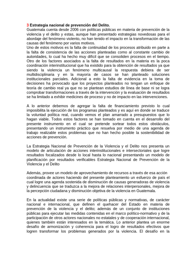 Estrategia de Prevención del Delito en Guatemala | PDF | Violencia