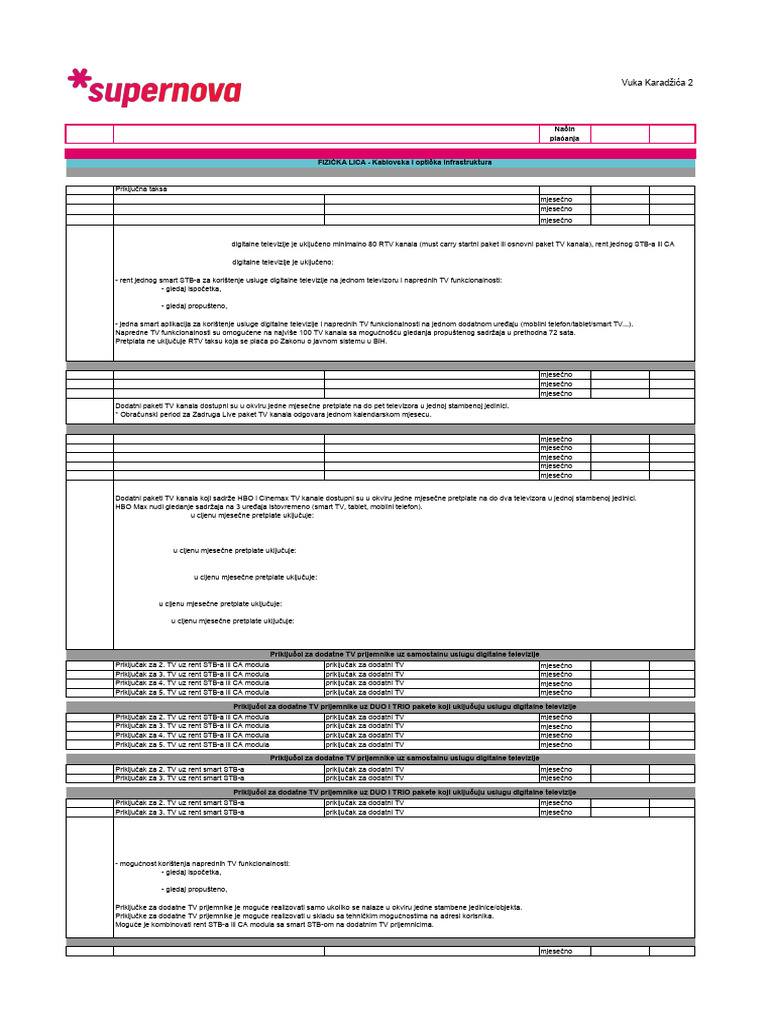 Supernova Cjenovnik 2023 07 01 1 | PDF