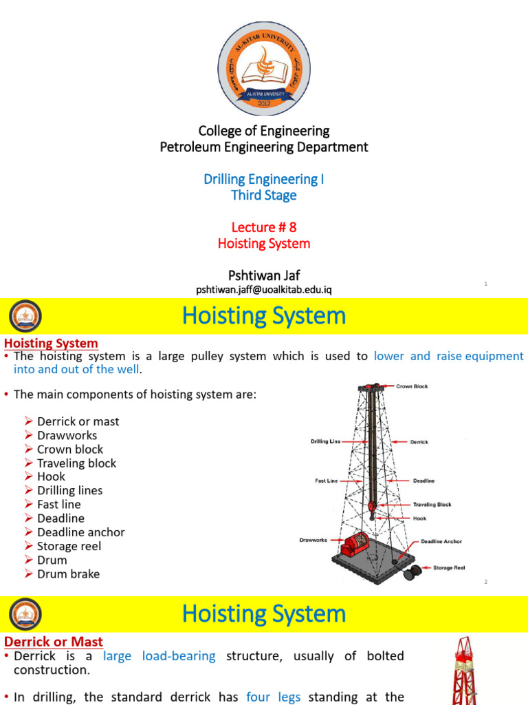 Hoisting System in Drilling Engineering | PDF | Manufactured Goods ...