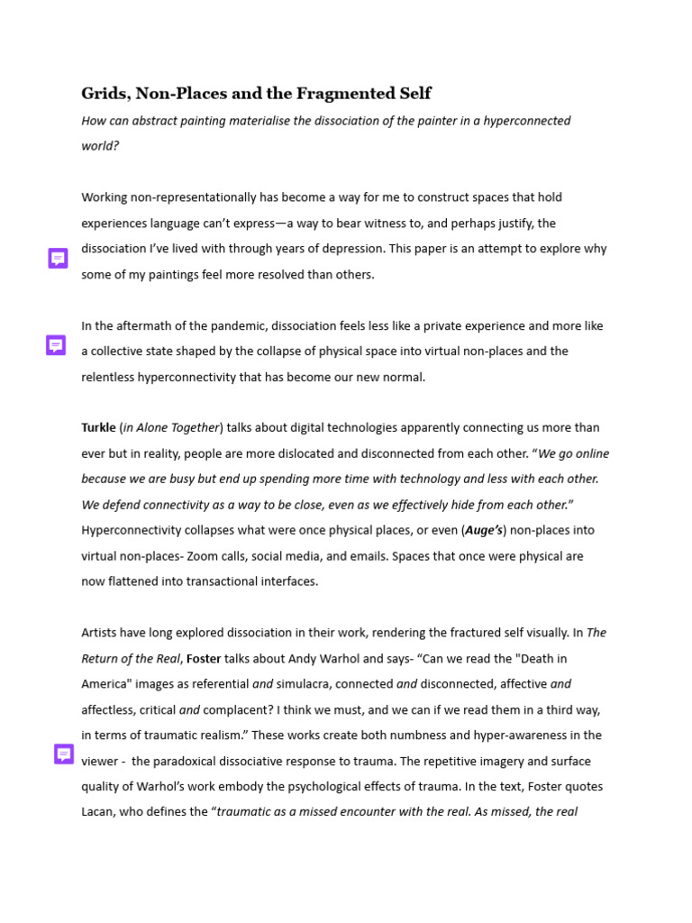 Grids,+Non Places+and+the+Fragmented+Self DL | PDF | Psychological ...