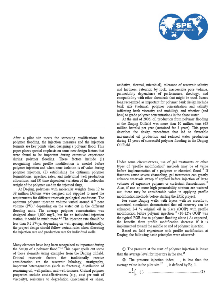 SPE 109682 Key Aspects of Project Design For Polymer Flooding - 2007 ...
