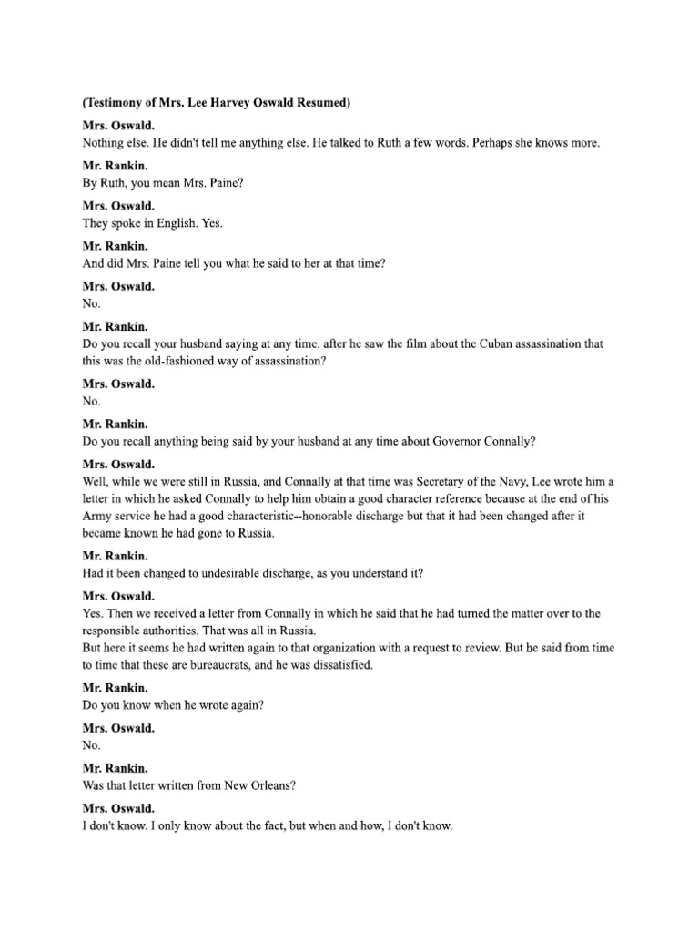 JFK Testimoney 2 | PDF