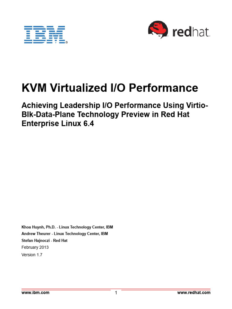 KVM I/O Performance with Virtio-Blk | PDF | Virtualization | Red Hat