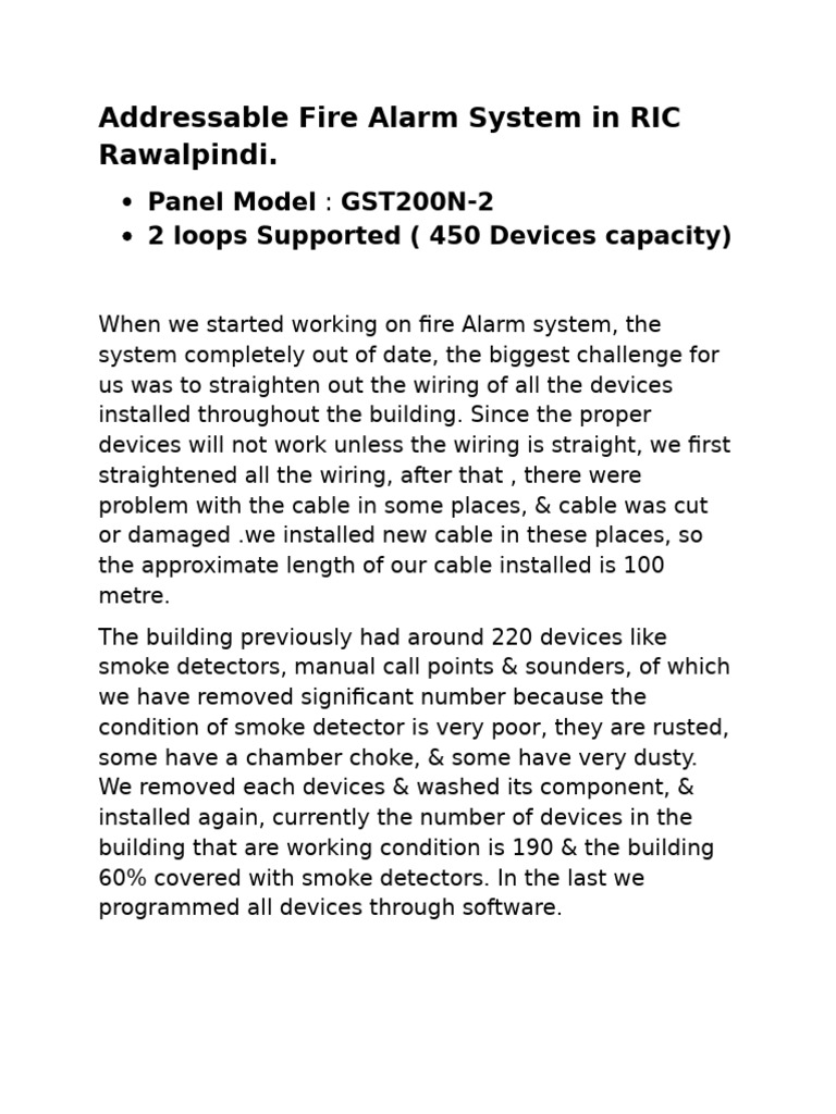 Addressable Fire Alarm System in RIC Rawalpindi_090132 | PDF