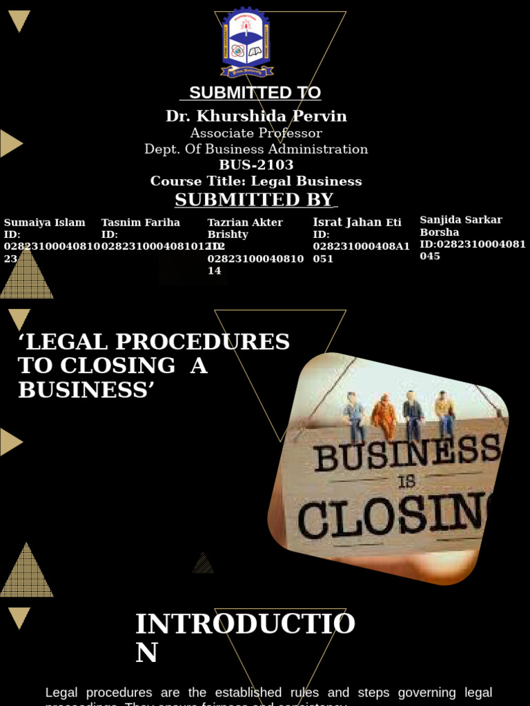 Legal Procedures To Closing | PDF | Business | Business Economics