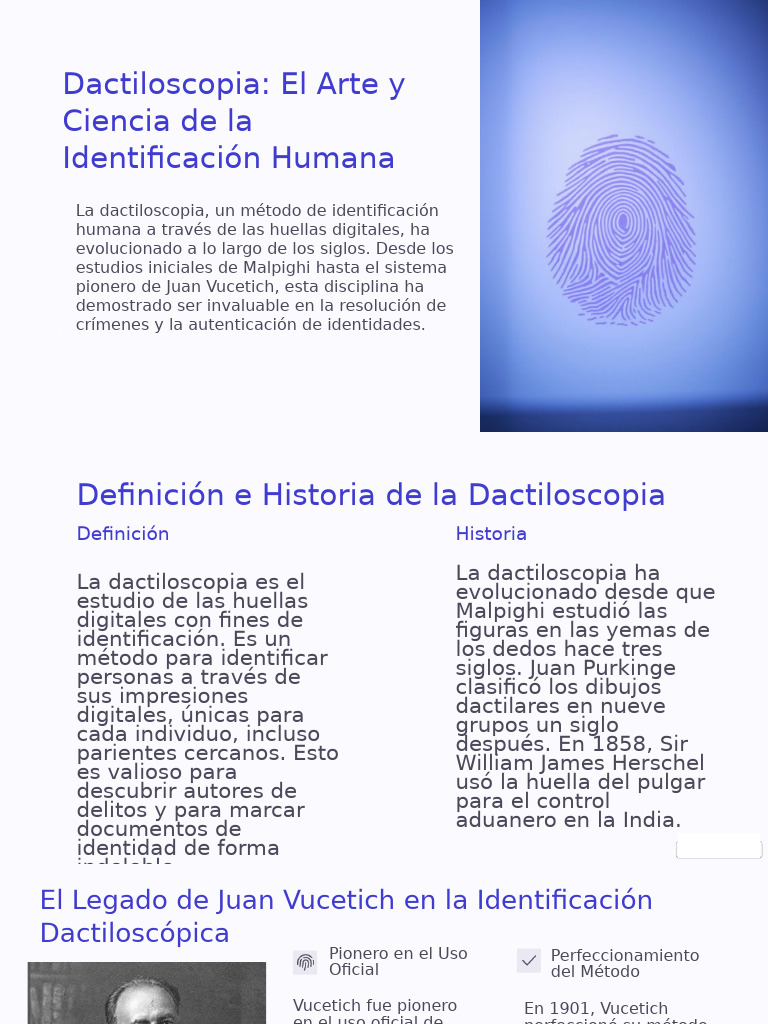 Dactiloscopia: Historia y Métodos de Identificación | PDF | Huella ...
