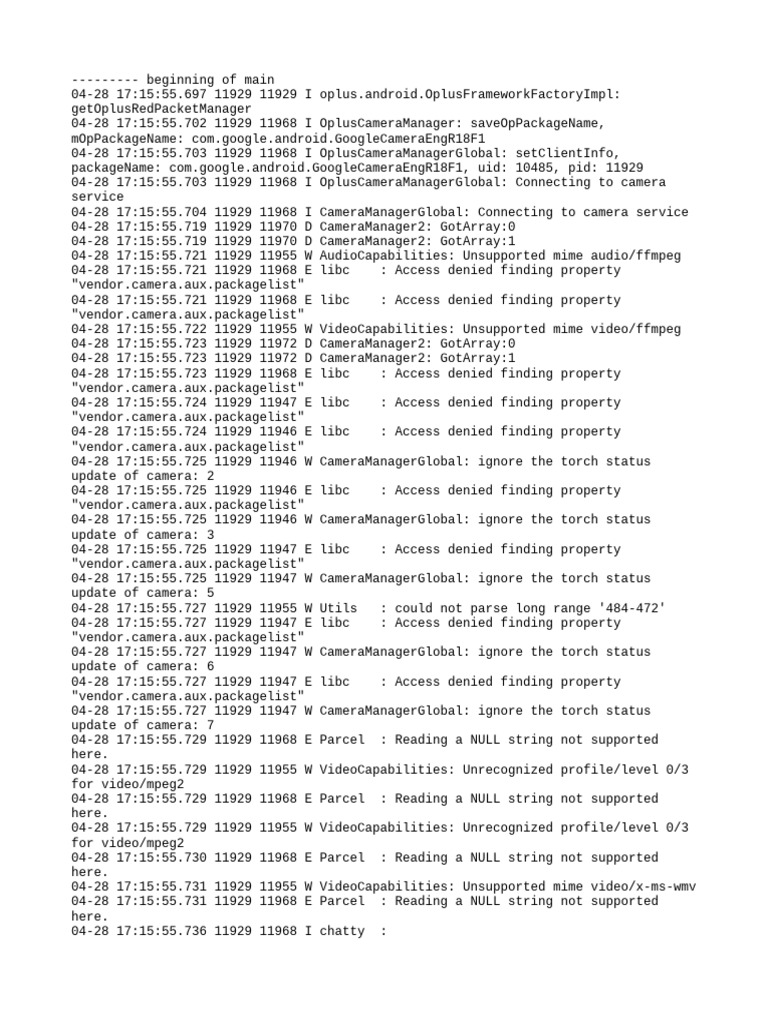 Oplus Camera Manager Log Analysis | PDF | Computing | Computer Programming