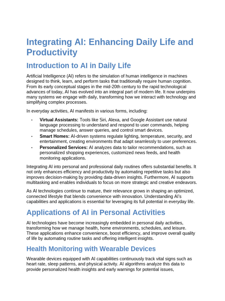 AI in Daily Activities - A Proposal | PDF | Artificial Intelligence ...