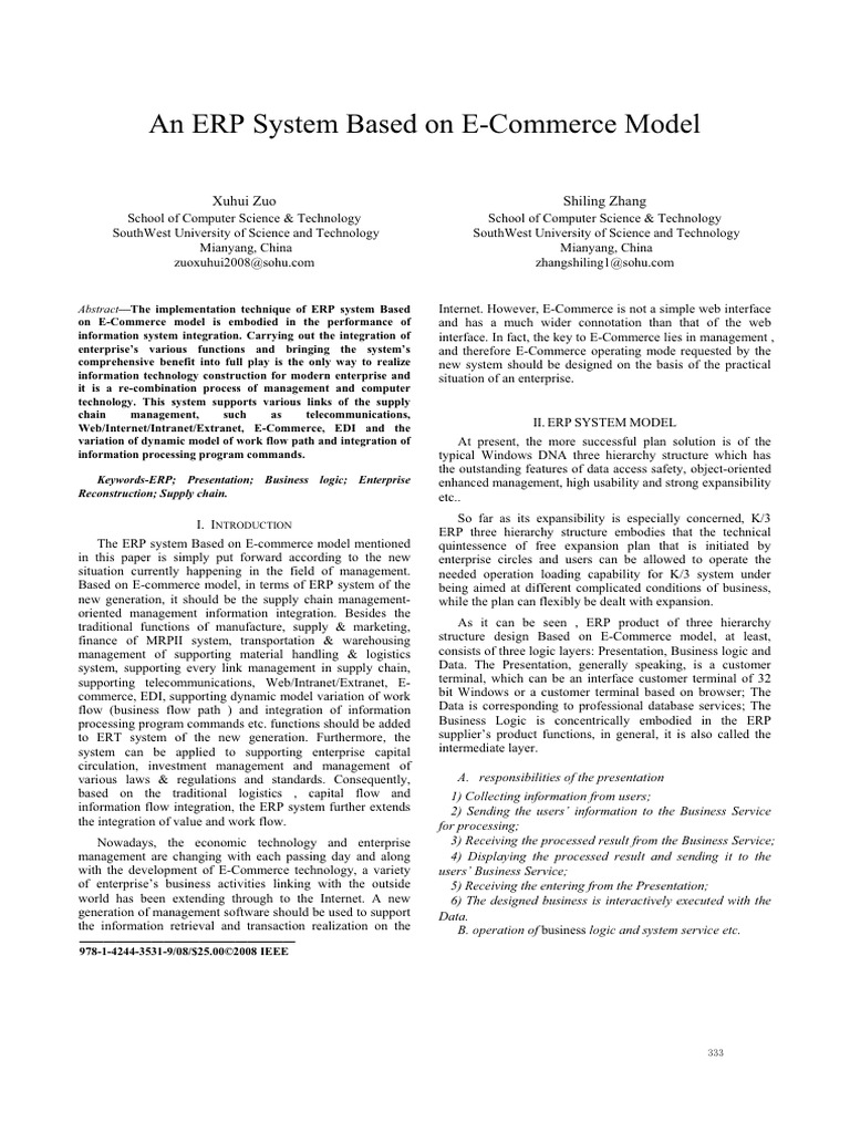 ERP System Development for E-Commerce | PDF | Enterprise Resource ...