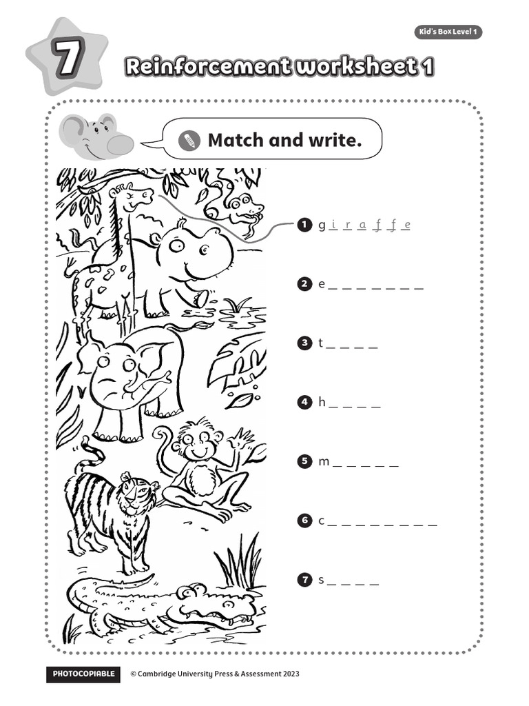 Kid's Box Level 1 Reinforcement Worksheet | PDF