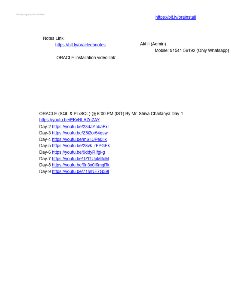 Oracle SQL & PL/SQL Course Overview | PDF | Relational Database | Databases