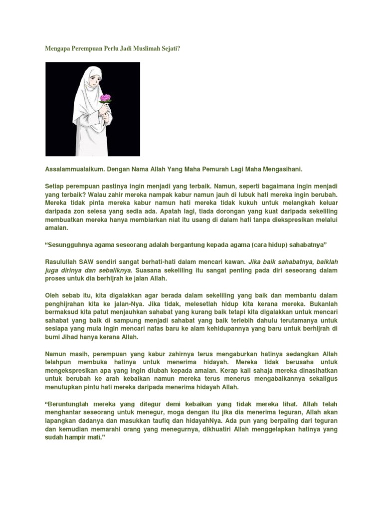 Mengapa Perempuan Perlu Jadi Muslimah Sejati