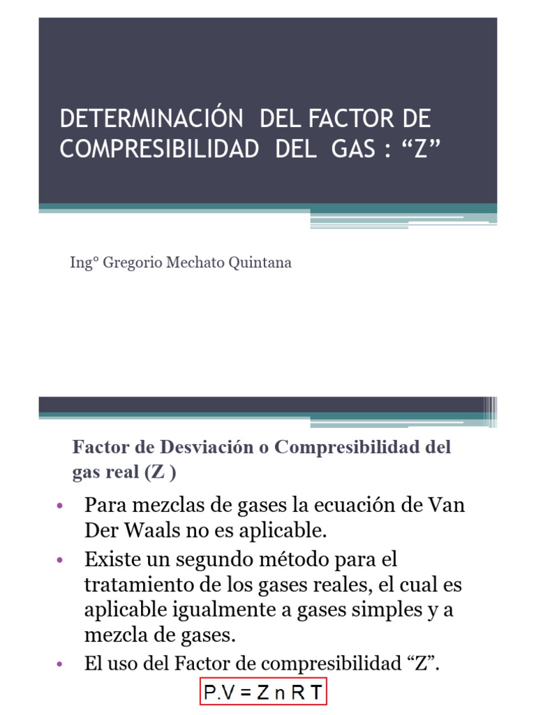 Factor Z y Correccion Por Contaminantes | PDF | Gases | Fenomeno fisico