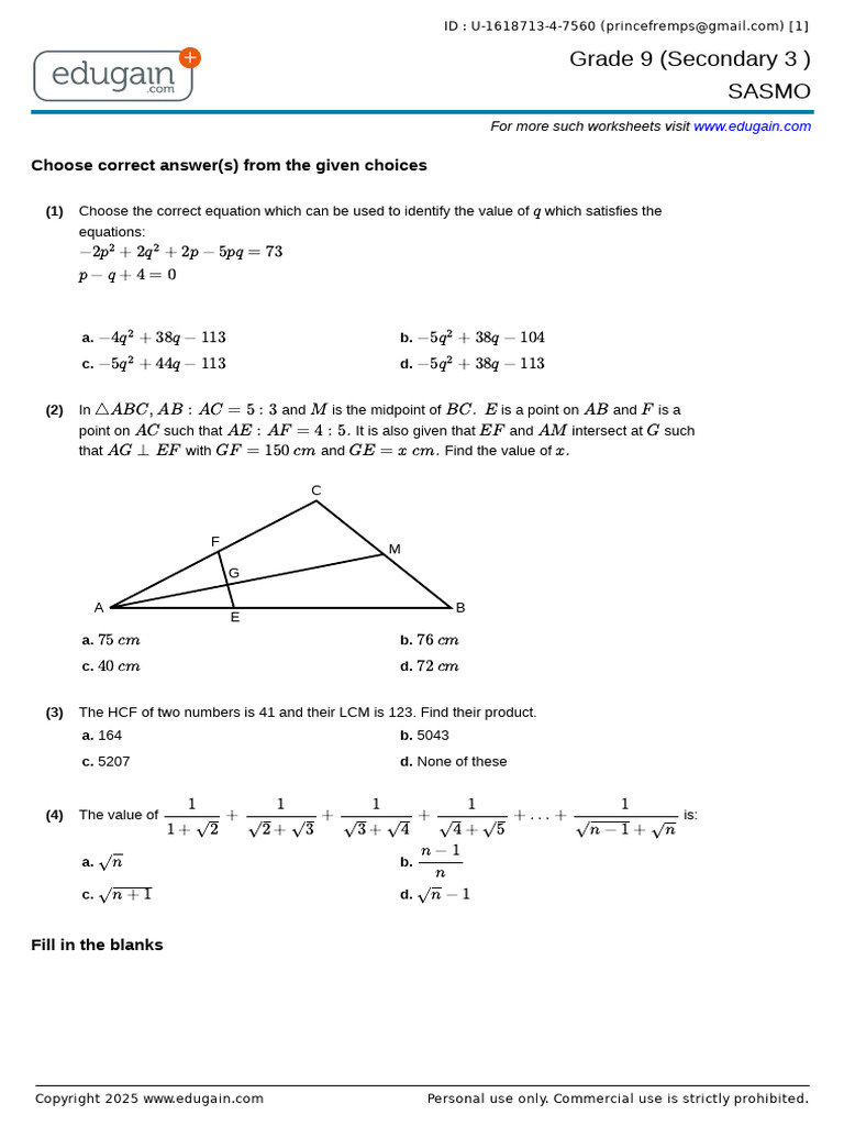 Grade9 1618713 4 7560.q | PDF | Mathematics | Mathematical Objects