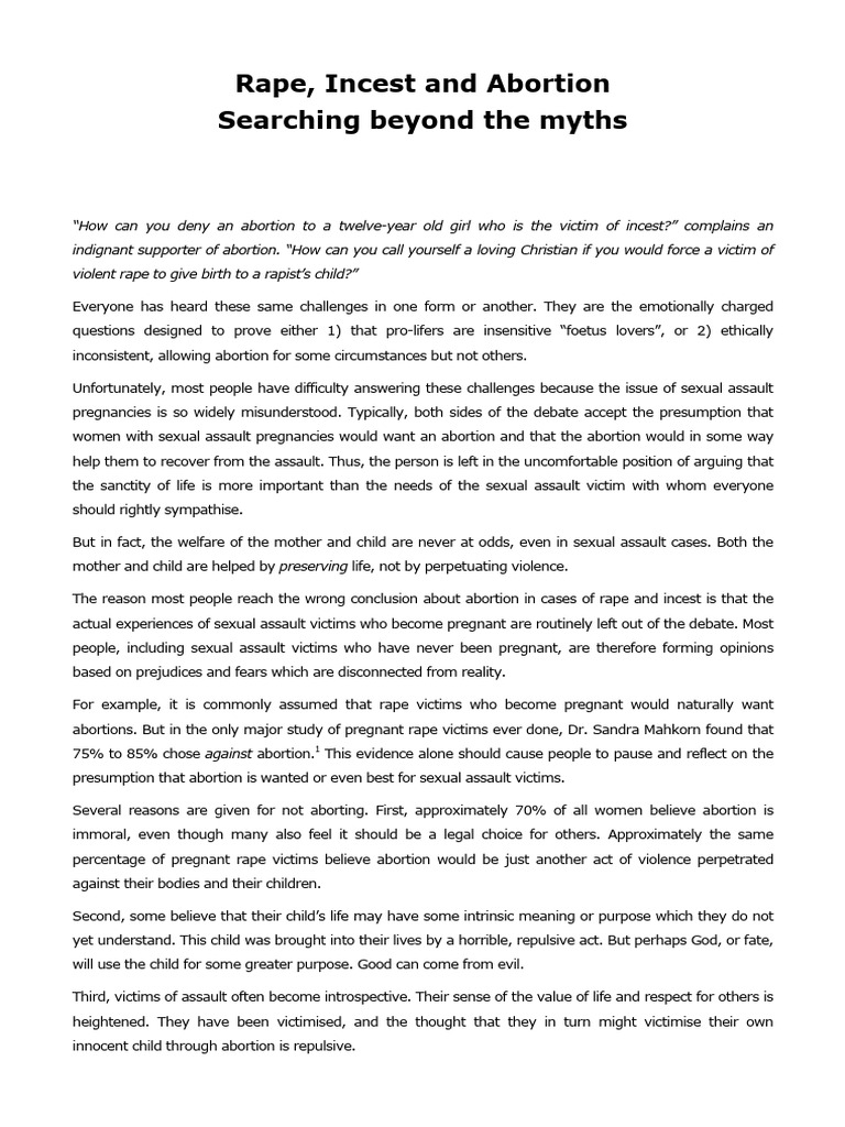 Rape, Incest, and Abortion Myths Explained | PDF | Rape | Sexual Assault
