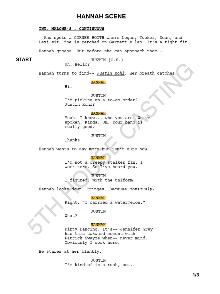 Hannah's Awkward Encounter with Justin PDF