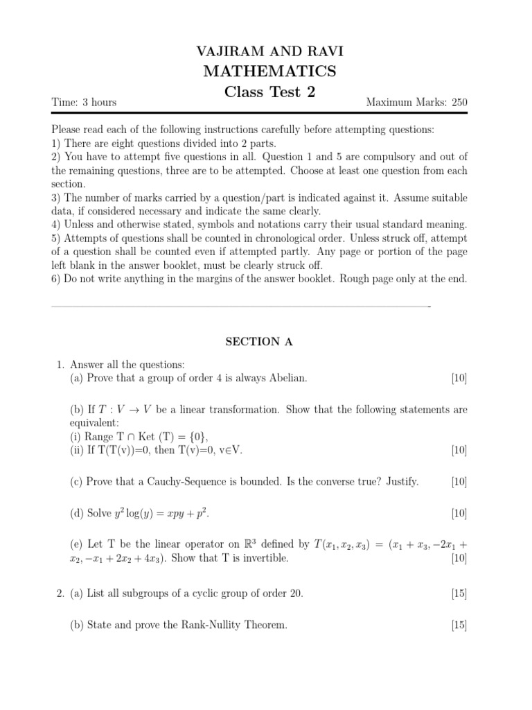 Class Test 2 Batch-01 | PDF | Eigenvalues And Eigenvectors | Applied ...