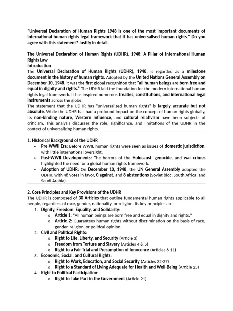 UDHR: Foundation of Global Human Rights | PDF | Human Rights ...