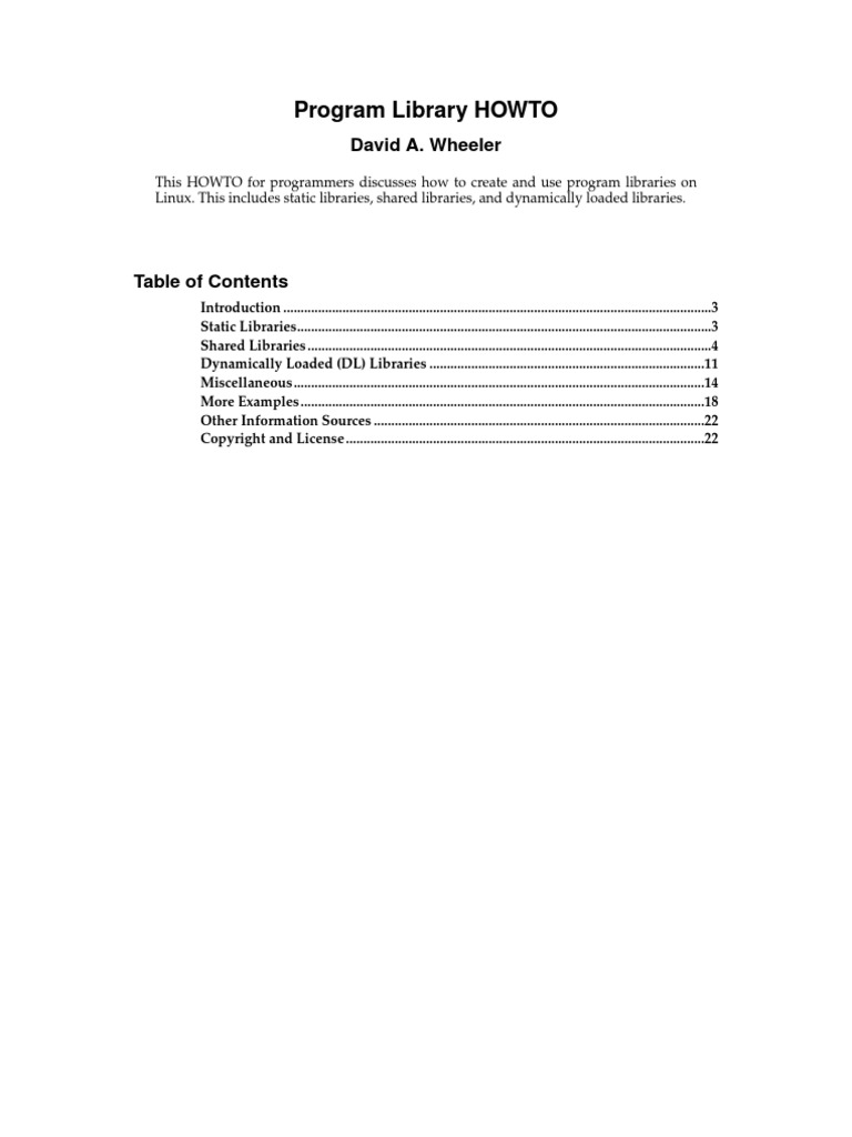Program Library HOWTO | PDF | Library (Computing) | C++
