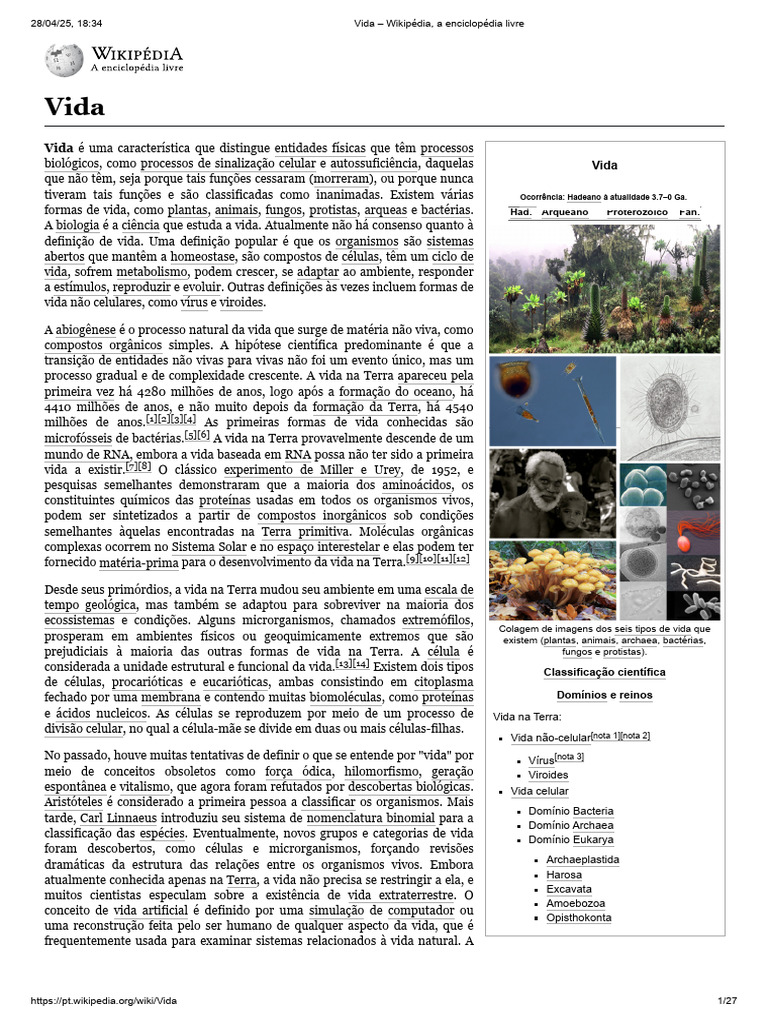 Definição e Características da Vida | PDF | Vida | Organismos