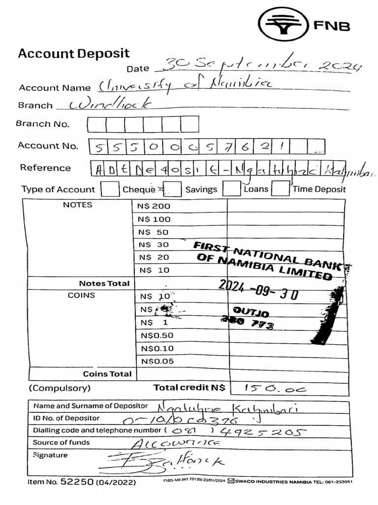 Deposit Receipt and Sworn Declaration | PDF