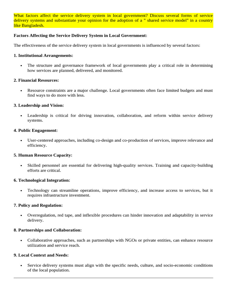 Factors Influencing Local Government Services | PDF | Public–Private ...