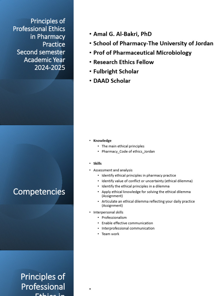 Ethics Lecture For Pharmaceutical Training - Spring 2025 | PDF ...