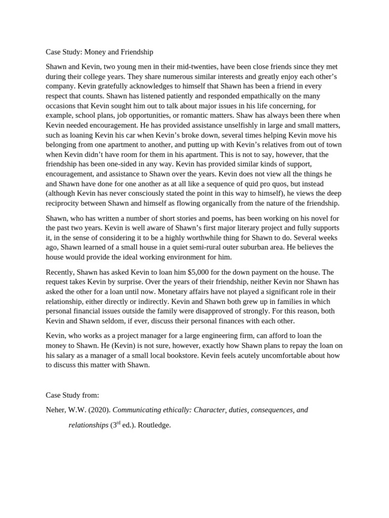 Case Study Money and Friendship | PDF