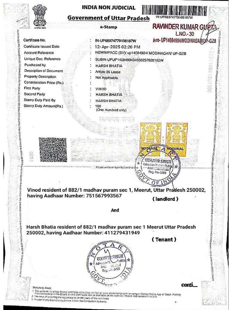 Harsh Rent Agreement | PDF
