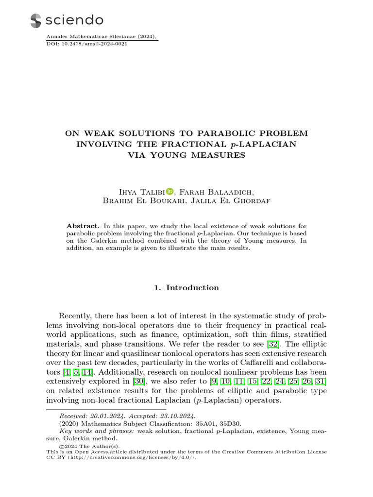 Weak Solutions for Fractional p-Laplacian | PDF | Mathematics ...